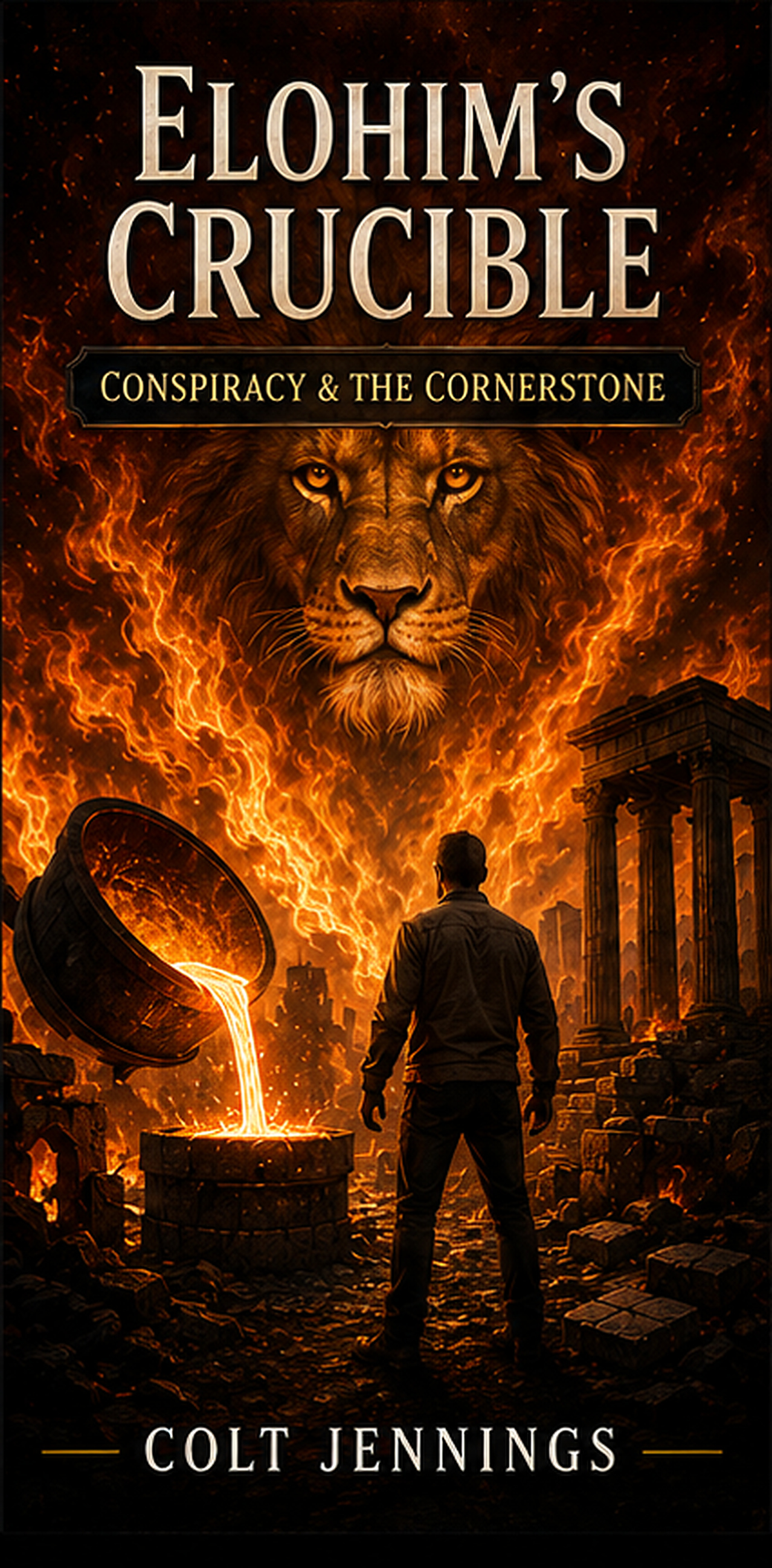 Draft cover of Elohim’s Crucible by Colt Jennings